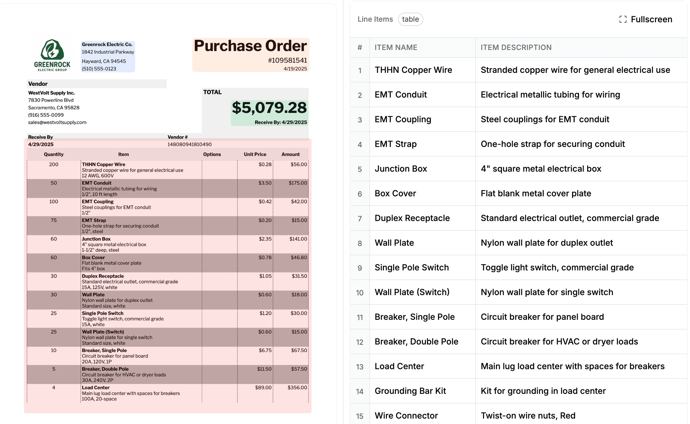 TableFlow AI extracting structured data from various document formats